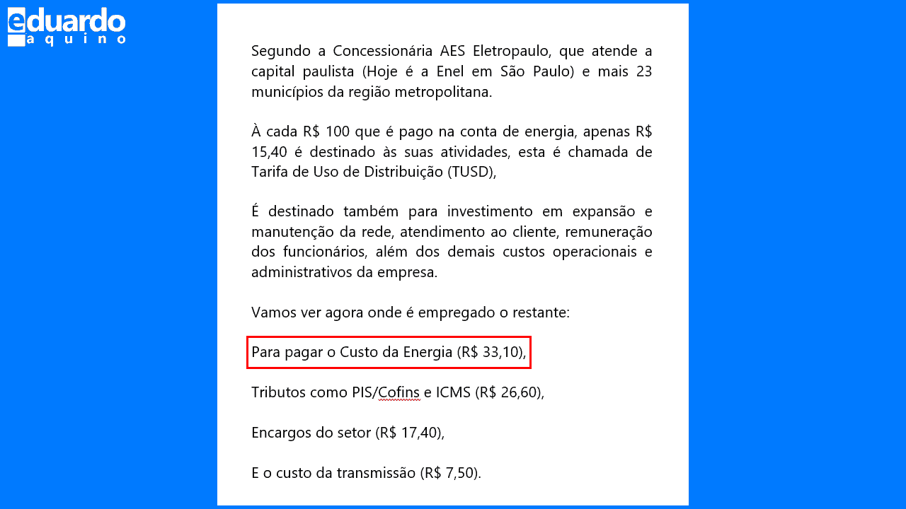 Composição da Conta de Energia Elétrica