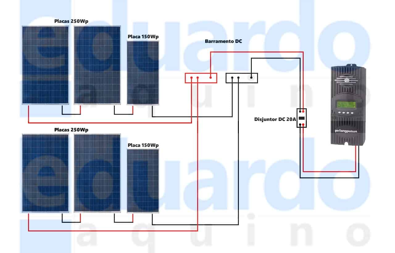 Modelo de Instalaõao Placa Fotovoltaica e MPPT 60A