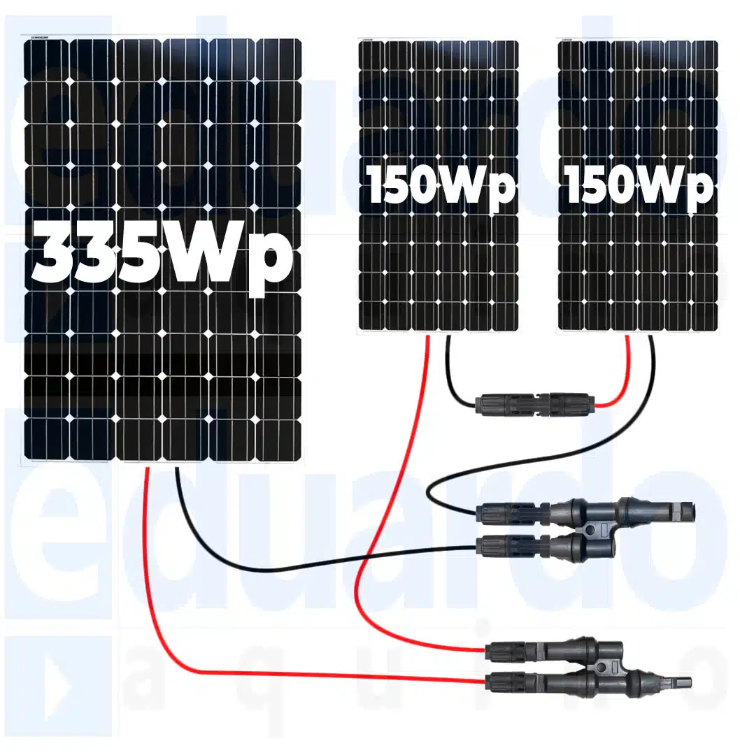 1 Placa 335Wp com 2 Placas de 150Wp