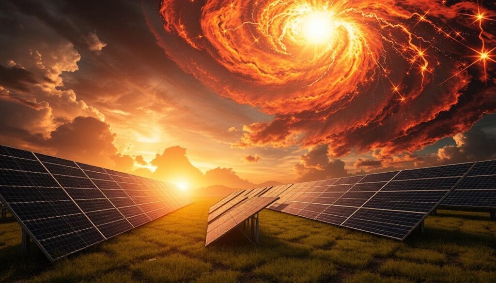 prejuízos de tempestades solares em placas fotovoltaicas